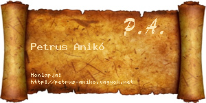 Petrus Anikó névjegykártya