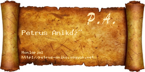Petrus Anikó névjegykártya